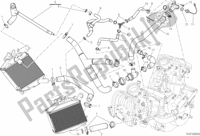 All parts for the Cooling Circuit of the Ducati Diavel Diesel 1200 2017